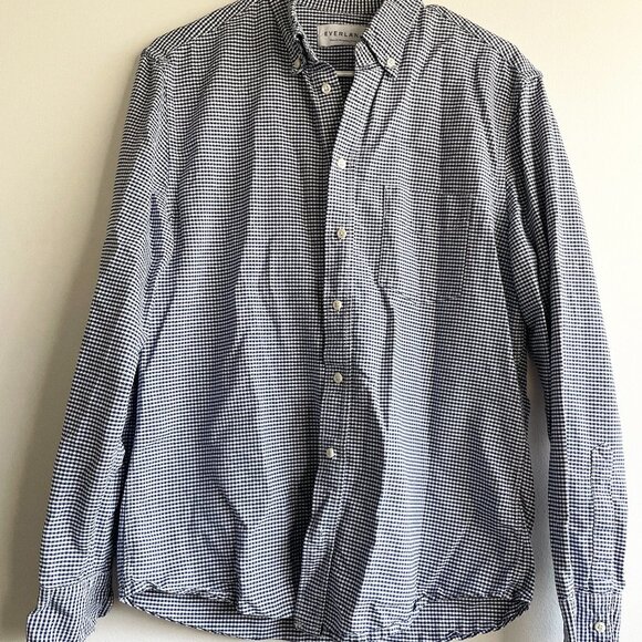 Men’s Everlane Button Up Shirt - Blue & White Gingham Print - Size Large - Picture 1 of 4